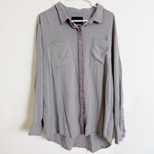 Wildfang better than silk Gray button down pajama Shirt